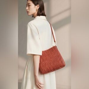 Coach Madison Gathered Twist Leather Phoebe Shoulder Bag Watermelon/Pink #25260!